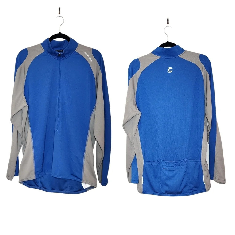 Cannondale 3/4 Zip Long Sleeve Cycling Jersey Blue Grey‎ Men's Size 2XL